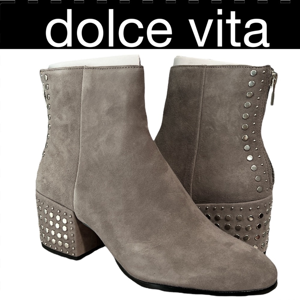 Dolce Vita Mazey Studded Gray Suede Bootie